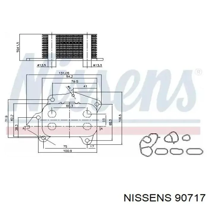90717 Nissens radiador de óleo (frigorífico, debaixo de filtro)
