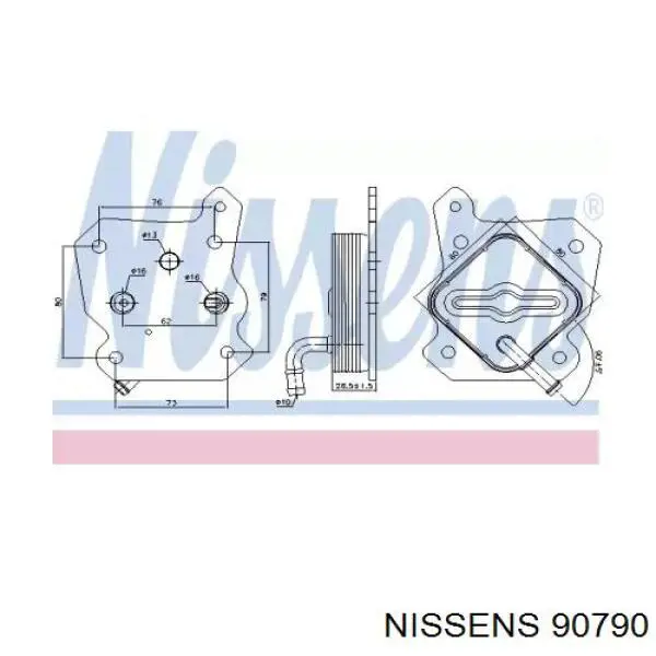 Радиатор масляный (холодильник), под фильтром 90790 Nissens