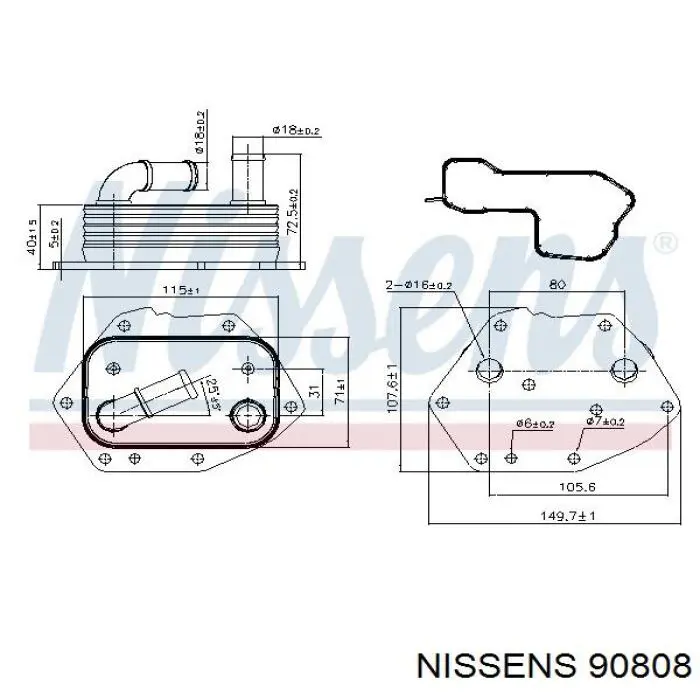 90808 Nissens radiador de óleo