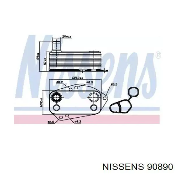 90890 Nissens radiador de óleo
