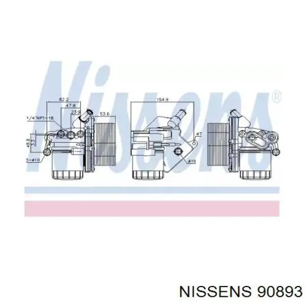 Radiador de aceite, bajo de filtro 90893 Nissens