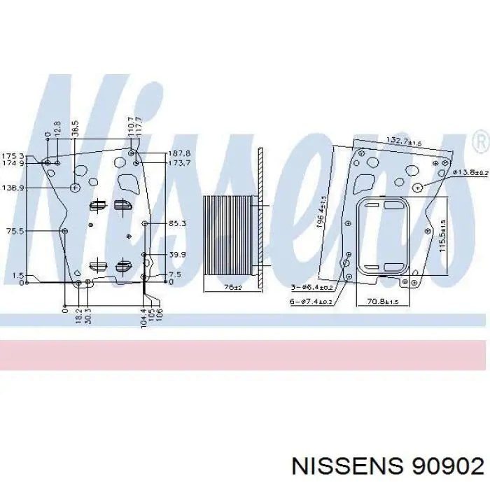 90902 Nissens radiador de óleo (frigorífico, debaixo de filtro)