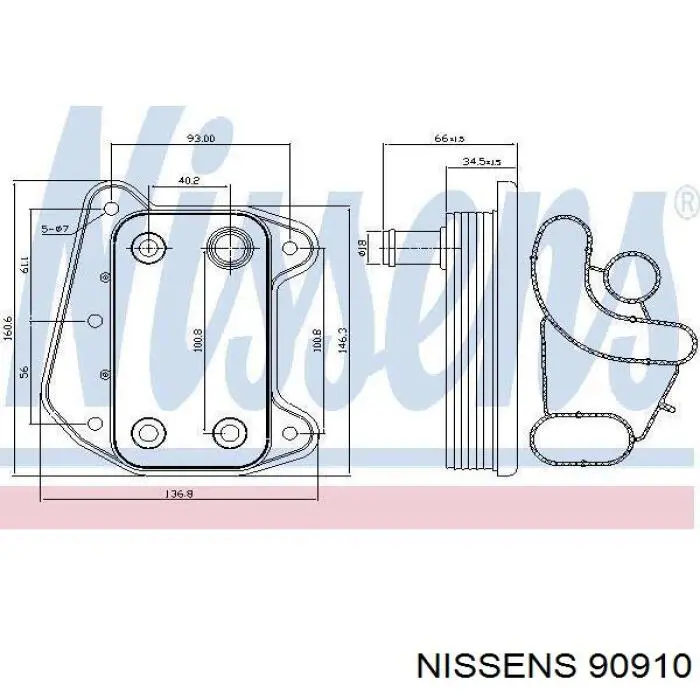 Radiador de aceite 90910 Nissens