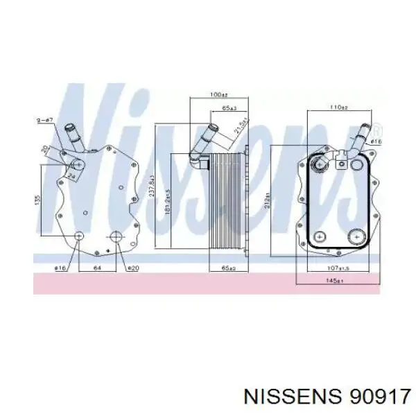 90917 Nissens radiador de óleo