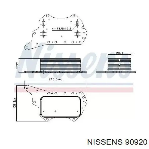 90920 Nissens радиатор масляный (холодильник, под фильтром)