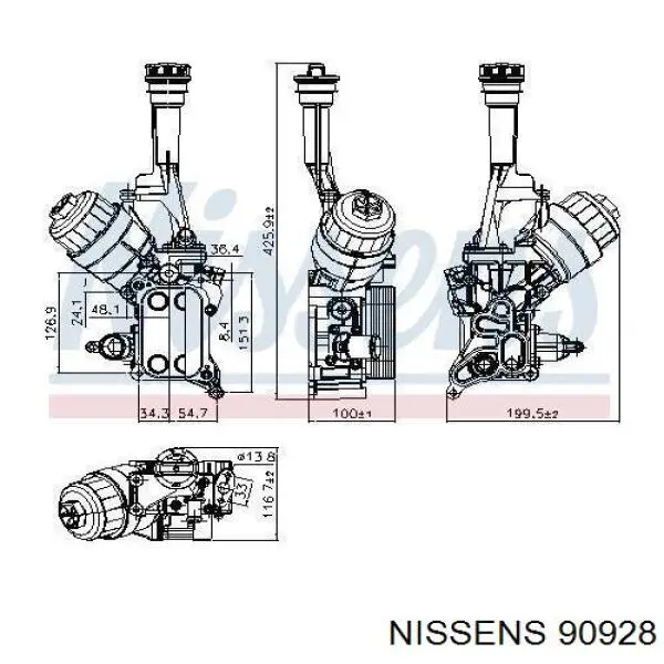 90928 Nissens caixa do filtro de óleo