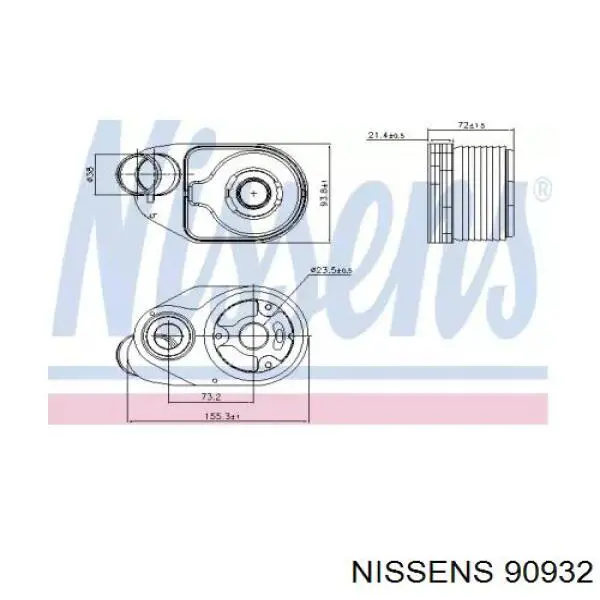 90932 Nissens radiador de óleo (frigorífico, debaixo de filtro)