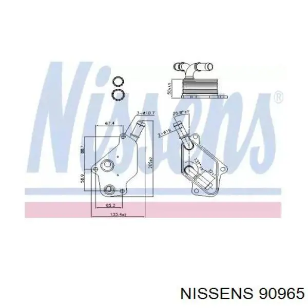 90965 Nissens radiador de óleo (frigorífico, debaixo de filtro)