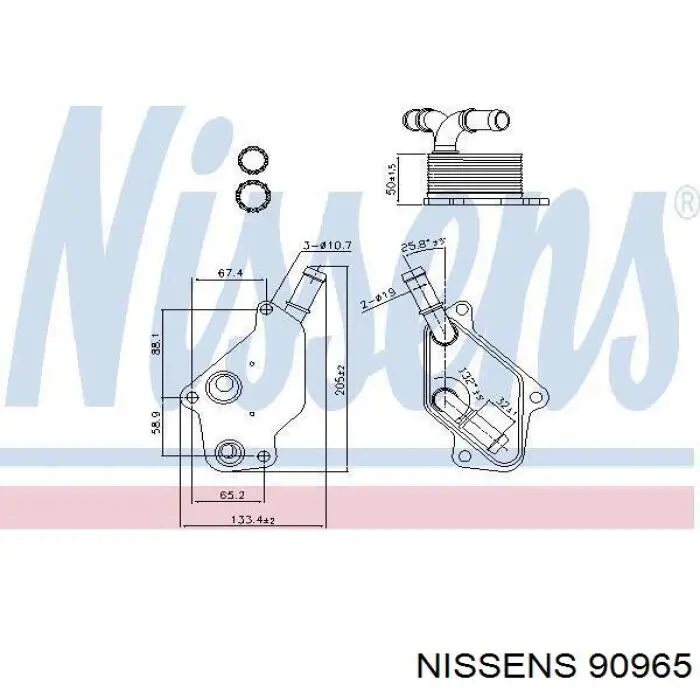 Radiador de aceite, bajo de filtro 90965 Nissens