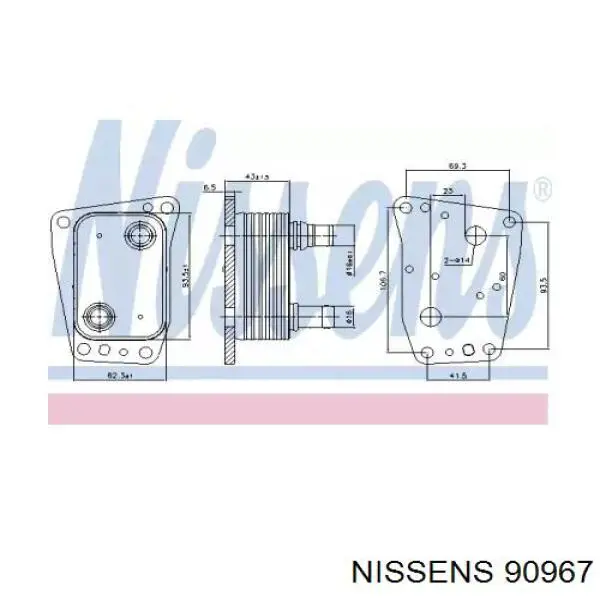 Radiador de aceite, bajo de filtro 90967 Nissens