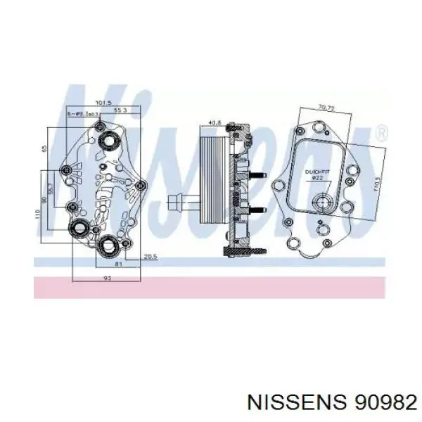 90982 Nissens radiador de óleo