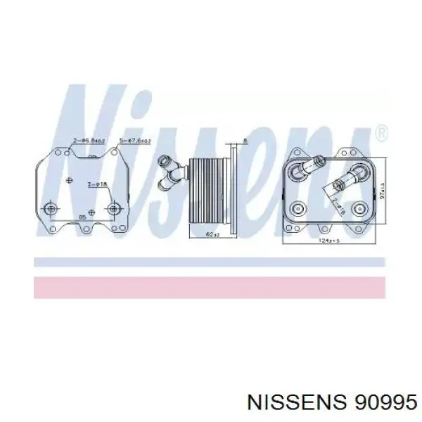 90995 Nissens radiador de óleo (frigorífico, debaixo de filtro)