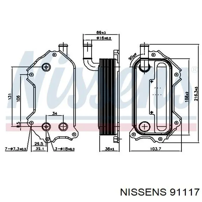 91117 Nissens radiador de óleo