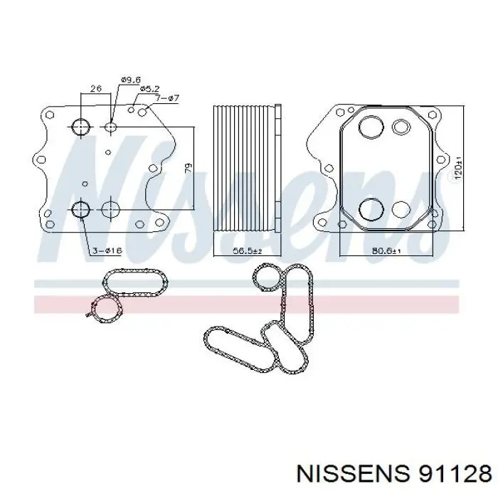 Радиатор масляный (холодильник), под фильтром Nissens 91128 цена, от 63.89 USD