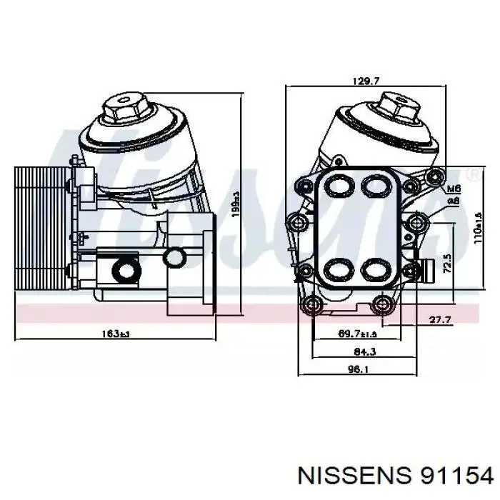 91154 Nissens caixa do filtro de óleo