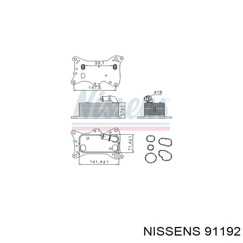 Radiador de aceite, bajo de filtro 91192 Nissens