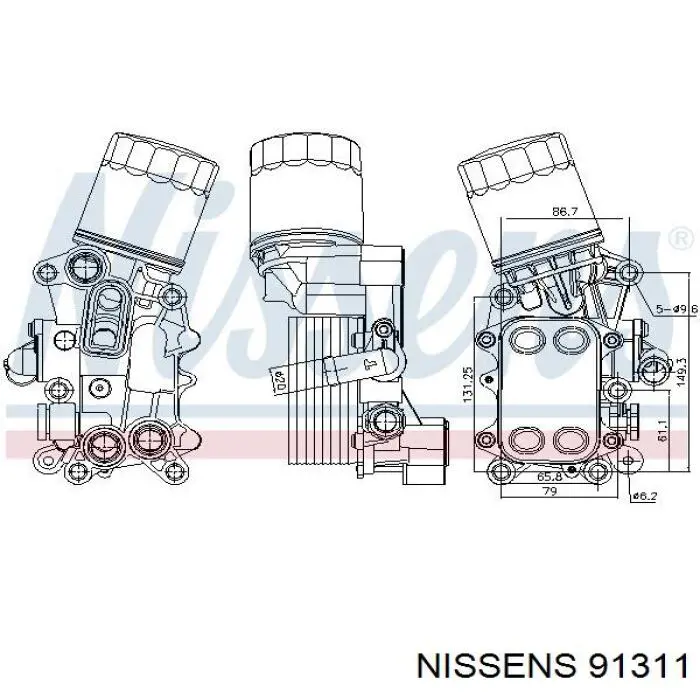 91311 Nissens caixa do filtro de óleo