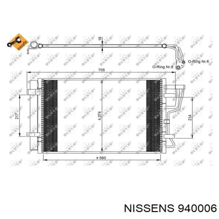 Радиатор кондиционера 940006 Nissens