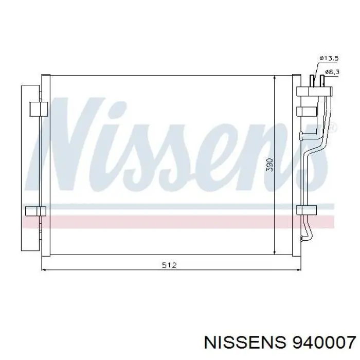 Радиатор кондиционера 940007 Nissens