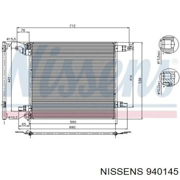 Купить 940145 Nissens Радиатор системы охлаждения кондиционера