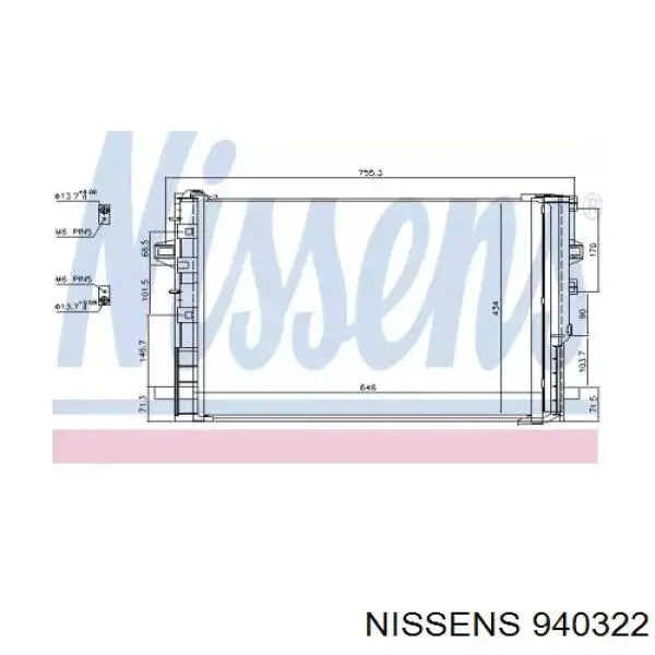 940322 Nissens radiador de aparelho de ar condicionado