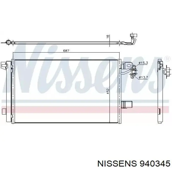 Радиатор кондиционера 940345 Nissens