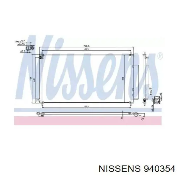 Condensador aire acondicionado 940354 Nissens