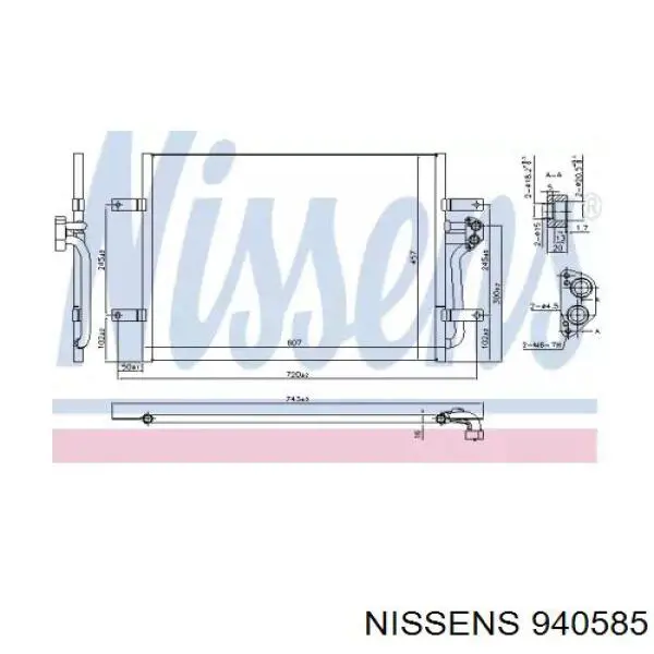 Радиатор кондиционера 940585 Nissens