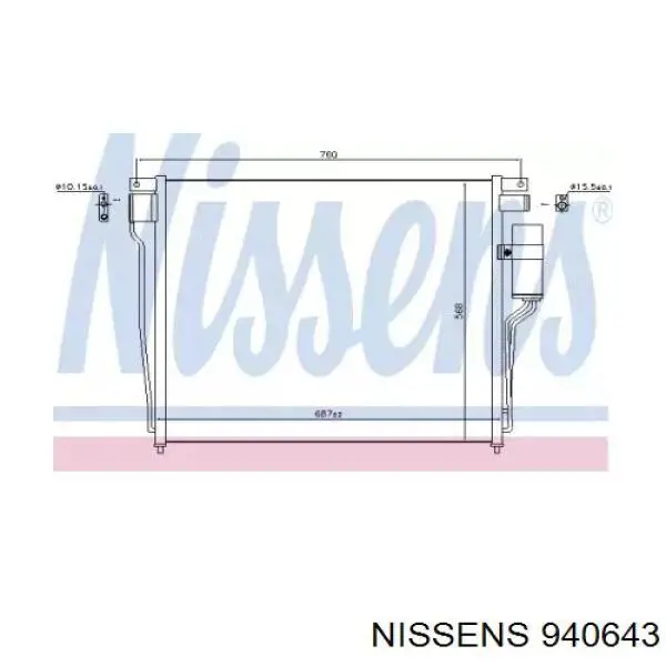 Конденсатор кондиционера Nissens 940643 цена, от 129.39 USD