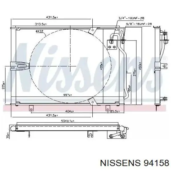 Condensador aire acondicionado 94158 Nissens