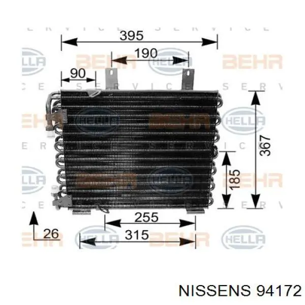 Радиатор кондиционера 94172 Nissens