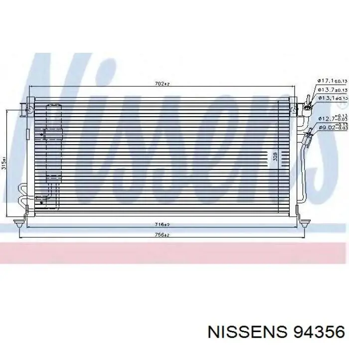 Радиатор кондиционера 94356 Nissens