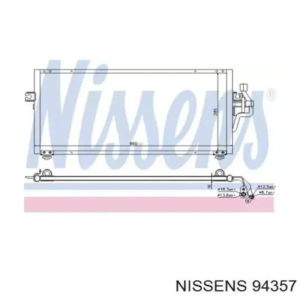 Радиатор кондиционера 94357 Nissens