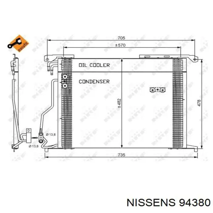 Радиатор кондиционера 94380 Nissens