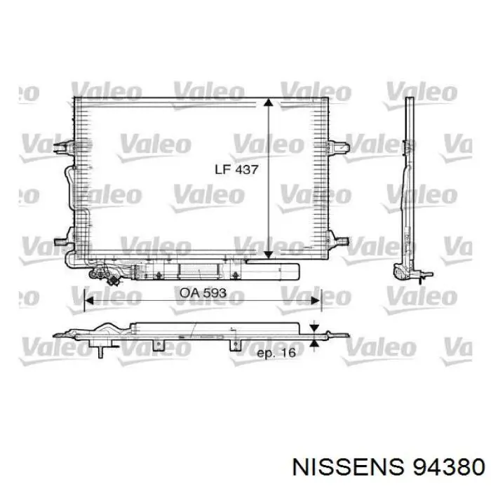Радиатор кондиционера 94380 Nissens
