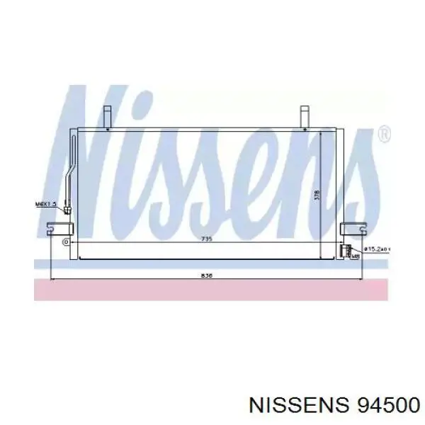 Радиатор кондиционера 94500 Nissens