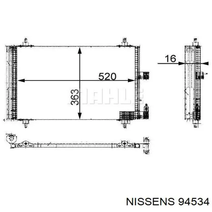 Купить 94534 Nissens Радиатор системы охлаждения кондиционера