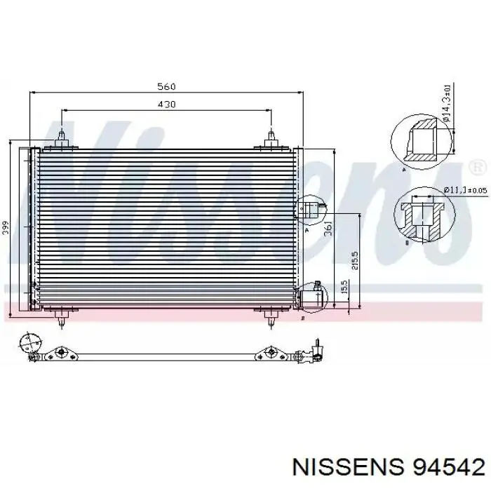 Радиатор кондиционера 94542 Nissens