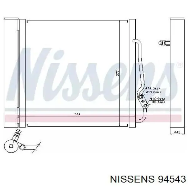 Радиатор кондиционера 94543 Nissens