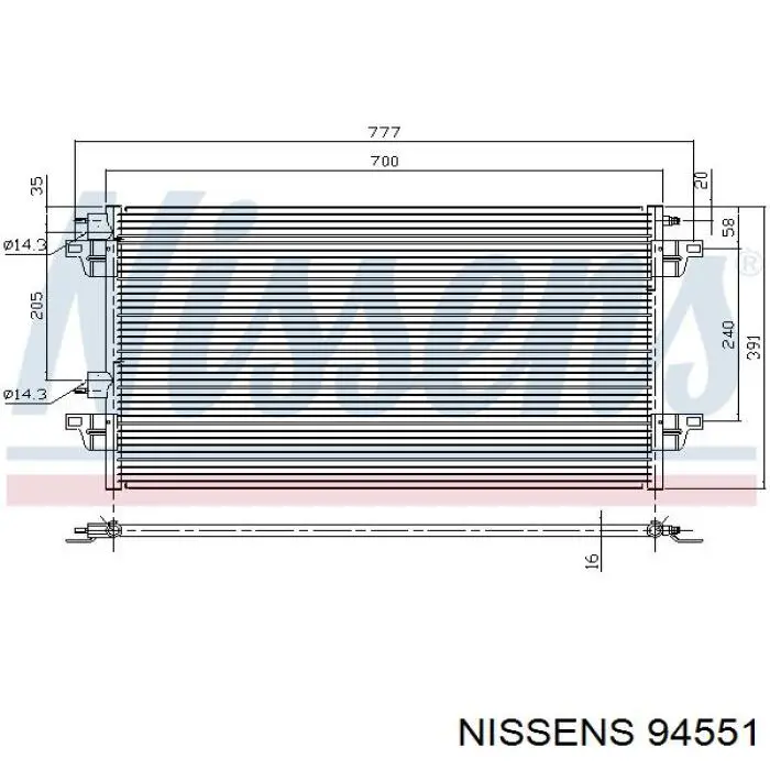 Радиатор кондиционера 94551 Nissens