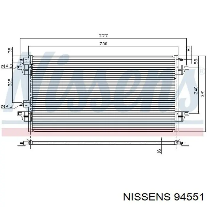 Condensador aire acondicionado 94551 Nissens