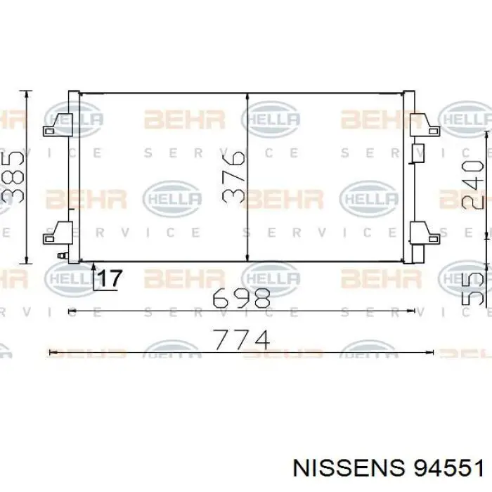 Радиатор кондиционера 94551 Nissens