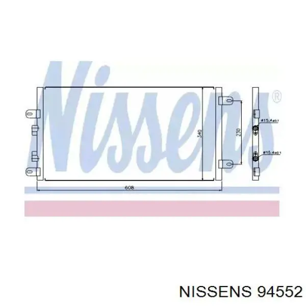 Радиатор кондиционера 94552 Nissens