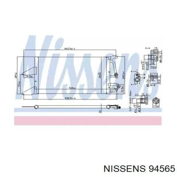 Радиатор кондиционера 94565 Nissens