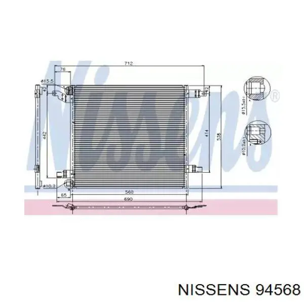 Радиатор кондиционера 94568 Nissens