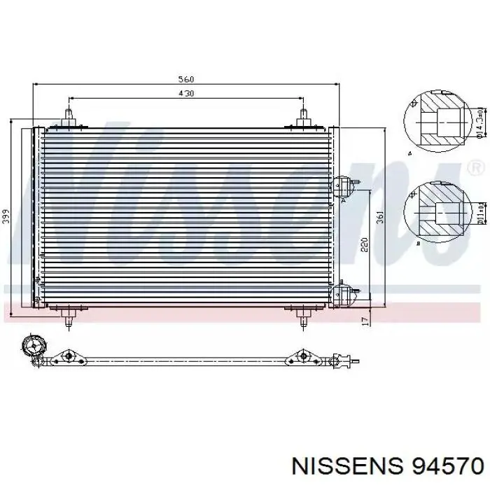 Радиатор кондиционера Nissens 94570