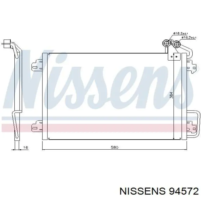 Радиатор кондиционера 94572 Nissens