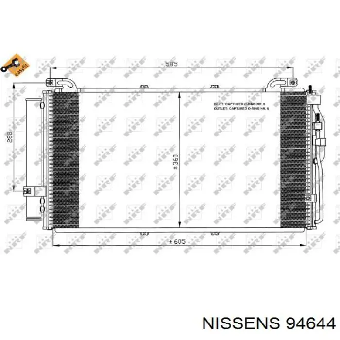 Радиатор кондиционера 94644 Nissens