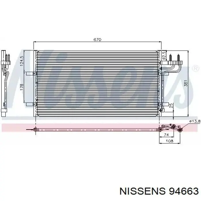 Condensador aire acondicionado 94663 Nissens