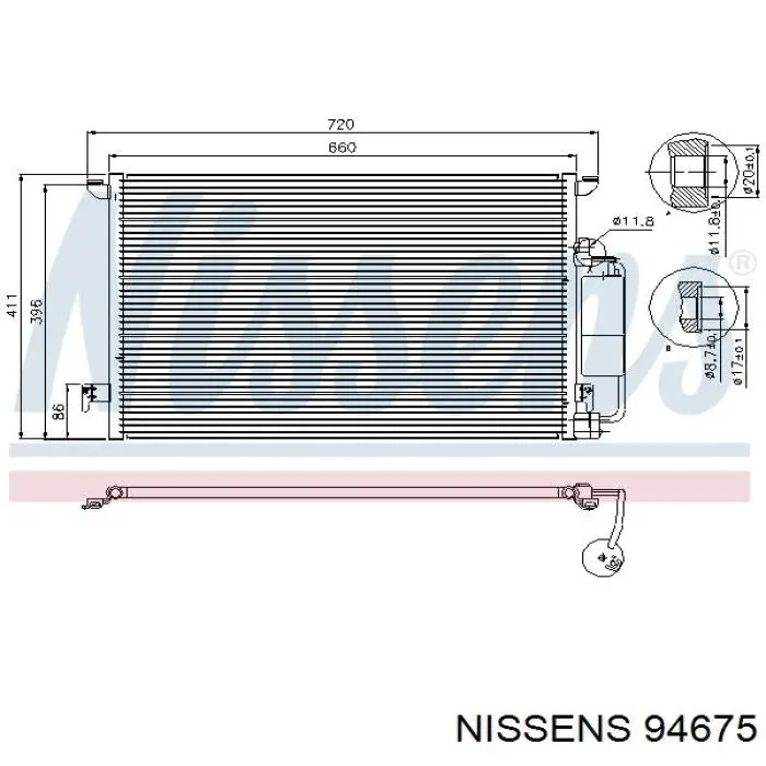 Радиатор кондиционера Nissens 94675